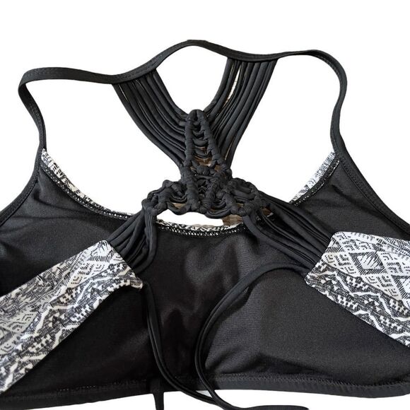 Arizona Jean Co. Black & White Aztec Print Flutter Strings Racer Back Size Large - Picture 5 of 11